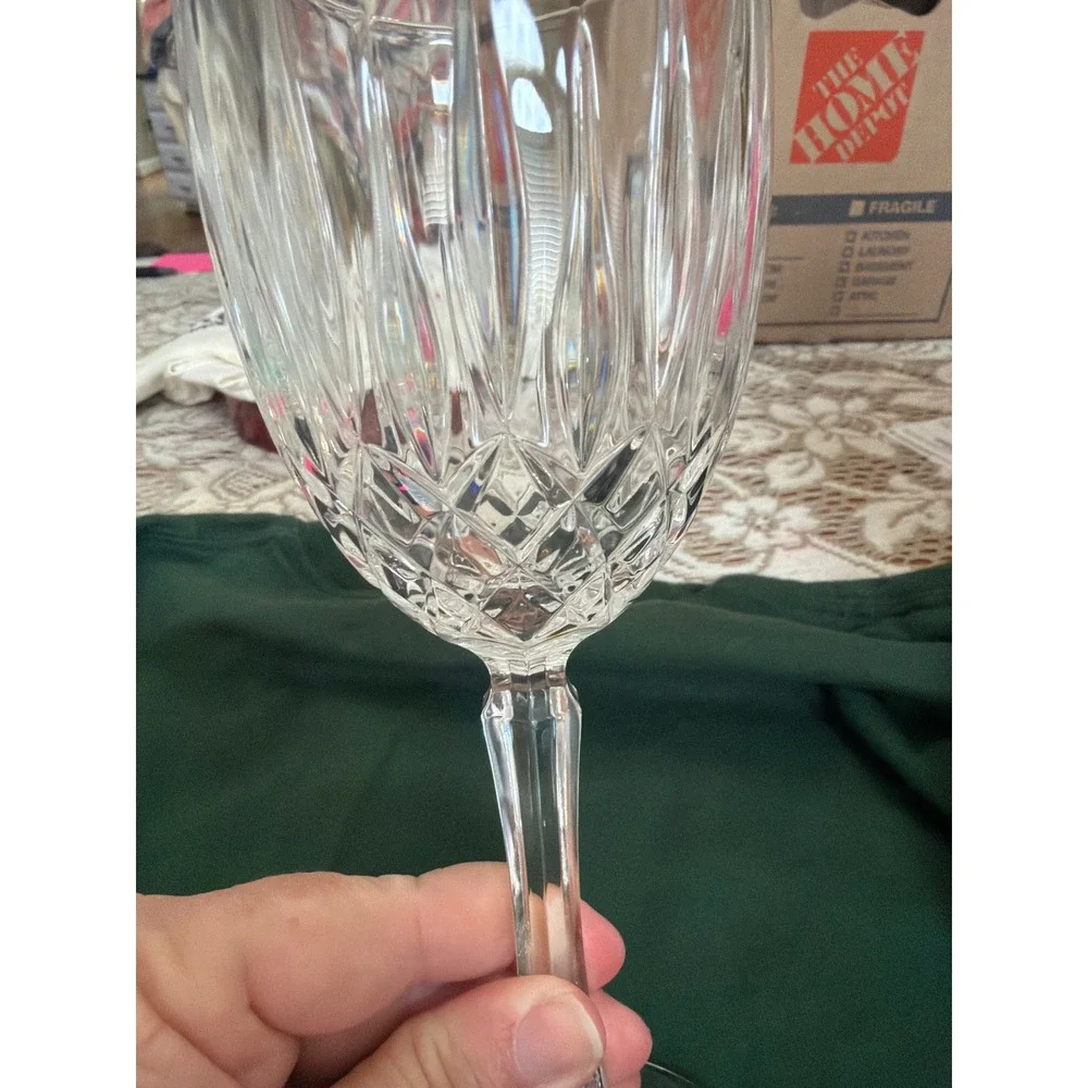 Gorham Regatta Fine Crystal Wine Glass Germany Vertical Diamond Cut Stemware